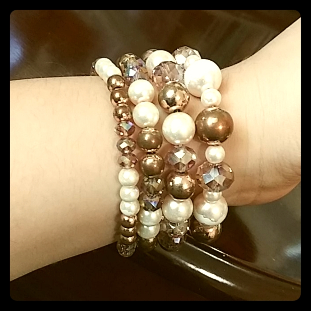 White & Brown Shiny Bracelets